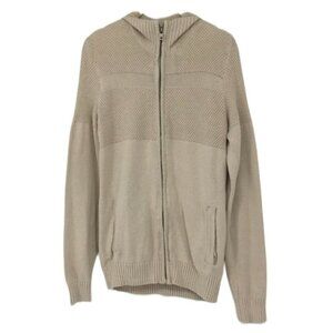 Guess Creme men’s full zip textured knit  jacket nude high neck small